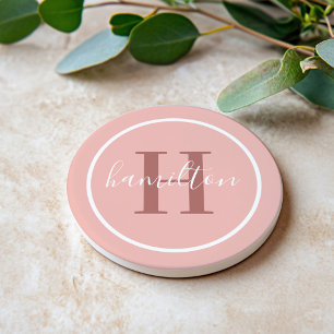 Elegant rosabruten rund monogram skrift underlägg