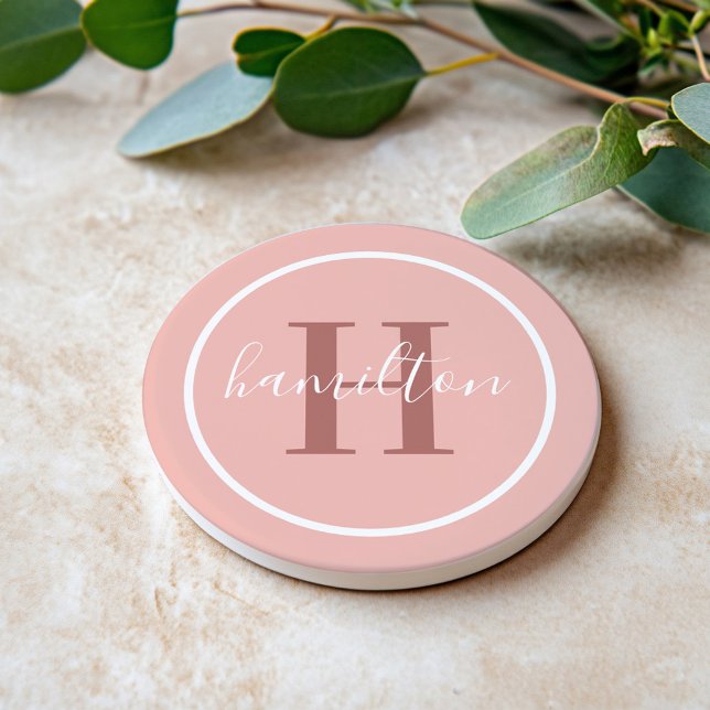 Elegant rosabruten rund monogram skrift underlägg (Skapare uppladdad)