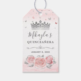 Elegant rosabruten silver krona tackfavorering presentetikett