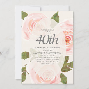 Elegant rosabruten vårblomma 40-årsdag inbjudningar