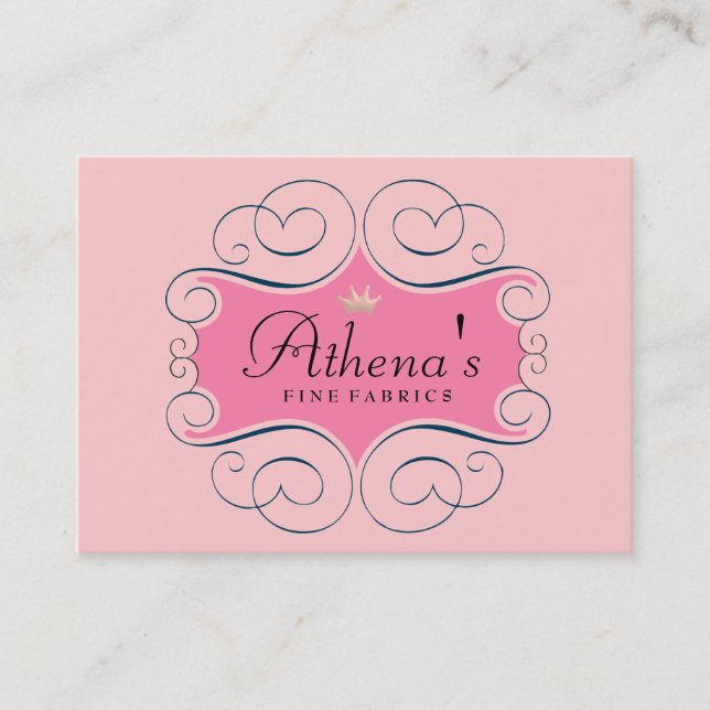 Elegant rosaetikett visitkort (Framsida)