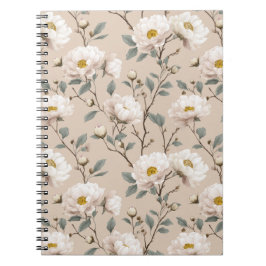 Elegant Rosafärgad Blomma Elfenbensvitt Blommönste Anteckningsbok