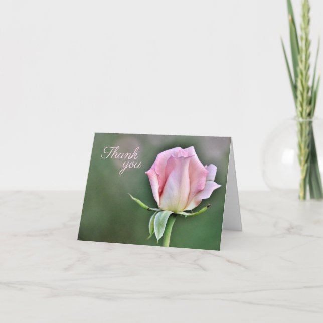 Elegant rosafärgad ros tackkort (Framsida)