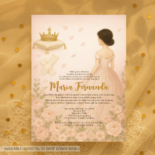 Elegant Rosafärgad Royal Quinceañera med Krona och Inbjudningar