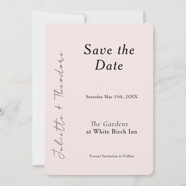 Elegant rosafärgad Save the Date Spara Datumet (Framsida)