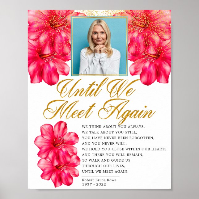 Elegant Rosafullständig Blommig Begravnings Minnes Poster (Framsidan)
