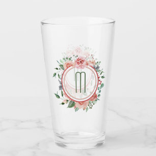 Elegant rosagrönt cirklar rammonogramen glaskopp