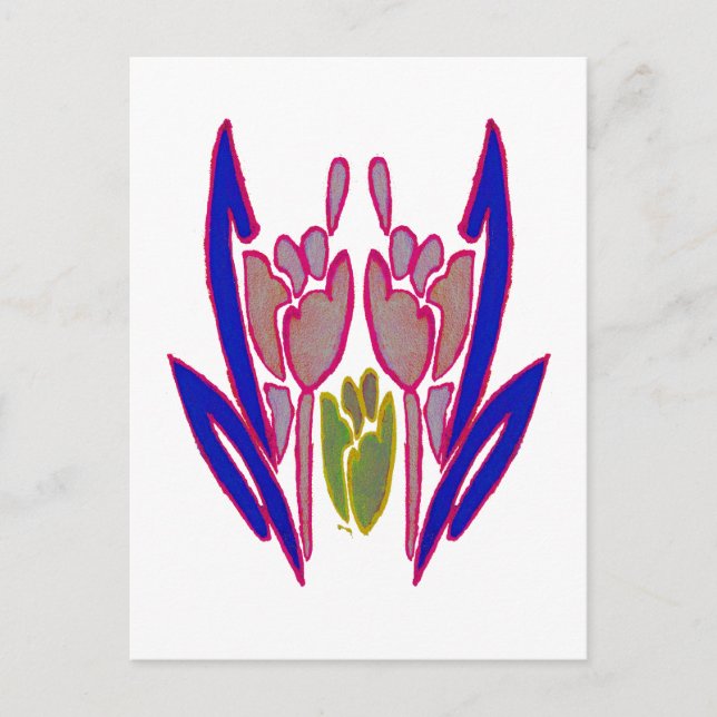 Elegant rosakryssmålning konsttryck vykort (Framsida)