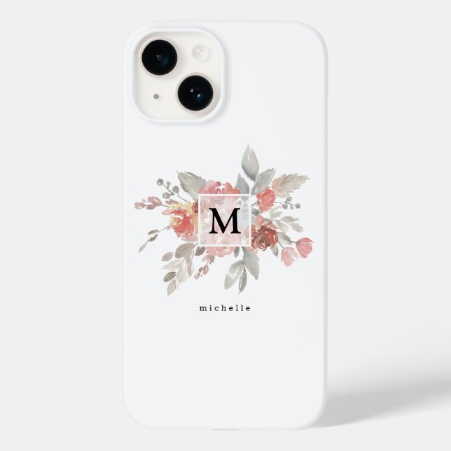 Elegant rosaktig blommig monogram (Baksida)