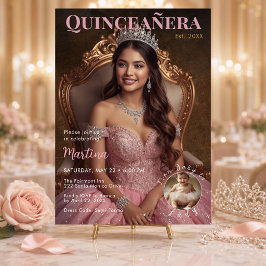 Elegant rosaktig Quinceañera-fotografi Inbjudningar