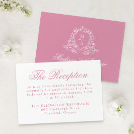 Elegant Rosakvartspendang med Blommig Kam Weddingf Tilläggskort