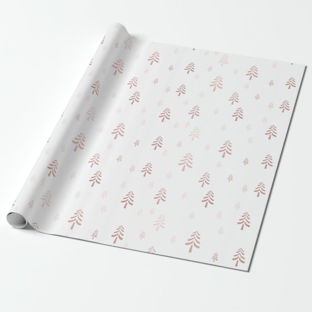 Elegant  rosan julgranar presentpapper (Utrullad)