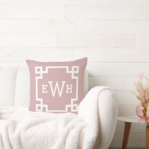 Elegant rosapink grekisk nyckelmonogram initial