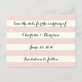 Elegant rosaröd elfenbens vita ränder Spara datum Helg Vykort