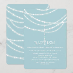 Elegant Rosary Kor Sparkles Baptism Religiösa Inbjudningar