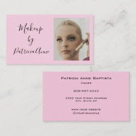 Elegant rosaskär script foto makeup visitkort