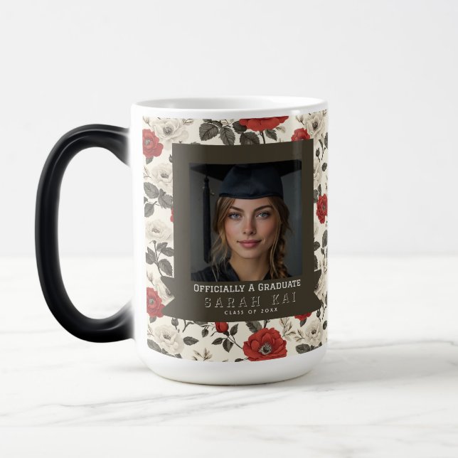 Elegant rosblomma examenklass magisk mugg (Vänster)