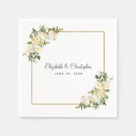 Elegant rosblomma metallisk guld bröllopsdekoratio pappersservett