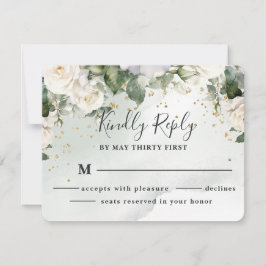 Elegant rosbröllop sagegrön RSVP-kort OSA Kort