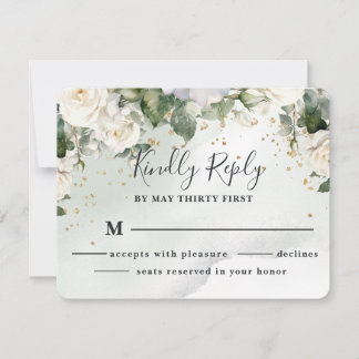 Elegant rosbröllop sagegrön RSVP-kort OSA Kort