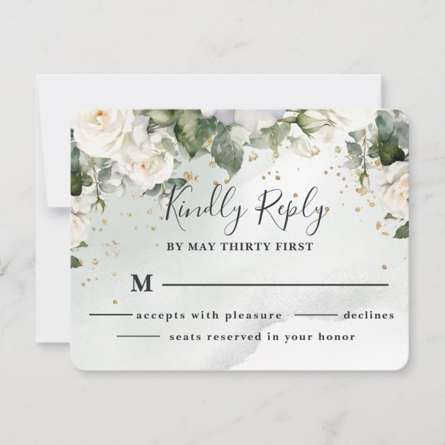 Elegant rosbröllop sagegrön RSVP-kort OSA Kort (Framsida)