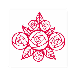 Elegant rosbukett med blad självfärgande stämpel