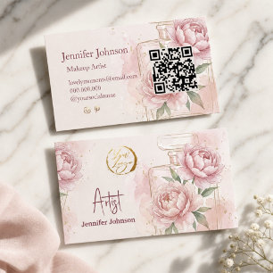 Elegant Rosé Blommig Sminkartist Visitkort