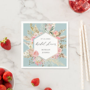 elegant rosé bohemisk blomsterlig Bröllopsdusch Se Pappersservett