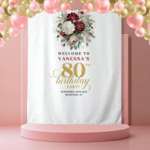 Elegant rosé burgunder blommig 80-års födelsedagsb