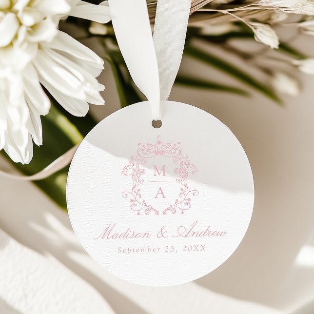 Elegant Rose Chinoiserie Crest Monogram Bröllop Gåvor Etiketter (Skapare uppladdad)