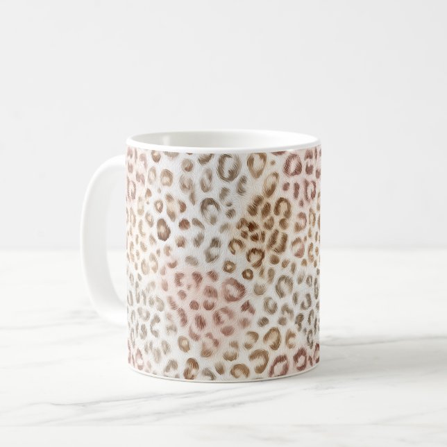 Elegant Rosé Elfenbensleopard   Kaffemugg (Framsida vänster)