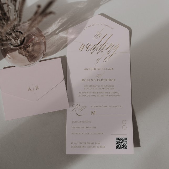 Elegant rosé & falskt guld kalligrafi Bröllopet me (Skapare uppladdad)
