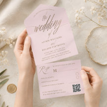 Elegant rosé & falskt guld kalligrafi Bröllopet me