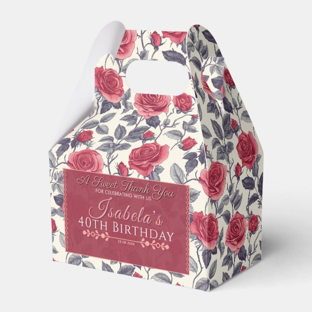 Elegant Rose Floral Birthday Presentaskar (Framsidan Sidan)