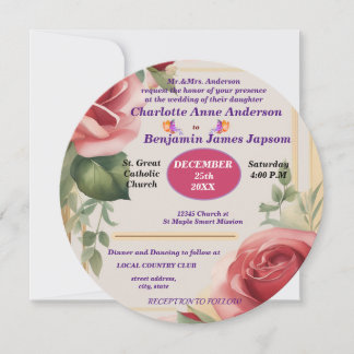 Elegant Rose Floral  Wedding   Inbjudningar
