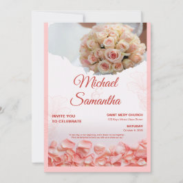 Elegant Rose Floral Wedding Invitation  Inbjudningar