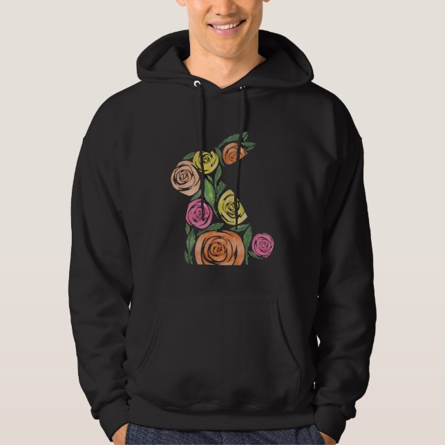 Elegant rose garden Easter Bunny Rabbit matching m Hoodie (Framsida)