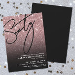 Elegant Rose Gold 60th Birthday Inbjudningar<br><div class="desc">Celebrate in style with this elegant yet modern 60th Birthday Party Invitation, perfect for marking a milestone in chic fashion. The design features a faux rose gold glitter background with a smooth black gradient at the bottom that fades into the glitter for a dramatic, stylish finish. A large “Sixty” appears...</div>