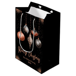 Elegant Rose Gold and Black Ornament Christmas