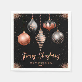 Elegant Rose Gold and Black Ornament Christmas Pappersservett
