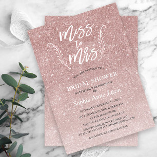 Elegant Rose Gold Bridal Shower Bachelorette Inbjudningar