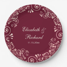 Elegant Rose Gold Burgundy Blommiga Virvlar Bröll