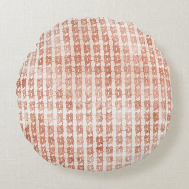 Elegant, Rose Gold Checkered Pattern Rund Kudde (Framsidan)