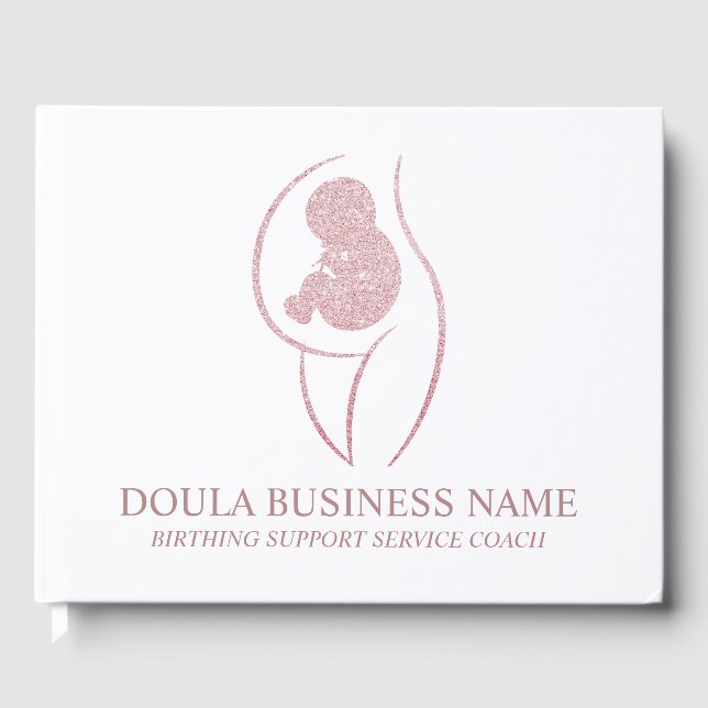 Elegant Rose Gold Doula Business Client Gästböcker (Framsida)