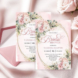 Elegant Rose Gold Floral Bridal Shower Invitation Inbjudningar