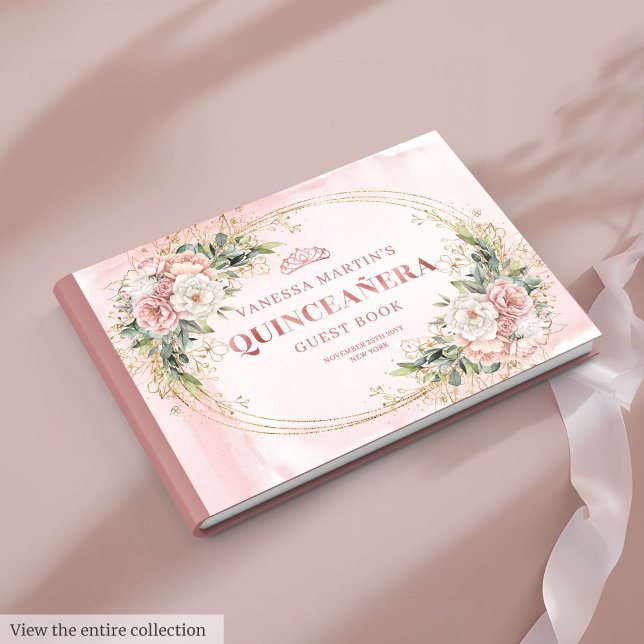 Elegant Rose Gold Floral Eucalyptus Quinceañera  Gästböcker (Elegant Rose Gold Floral Eucalyptus Quinceañera Guest Book

)