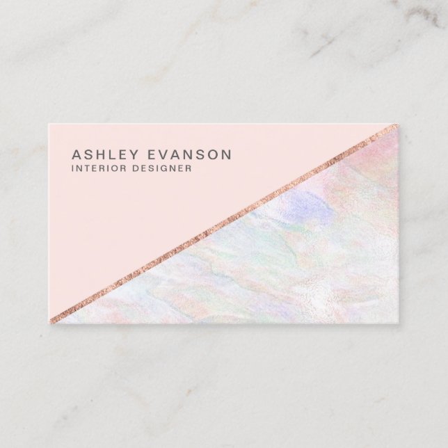 Elegant Rose Gold Foil and Opal Blush Pink Visitkort (Framsida)