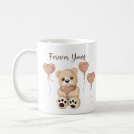 Elegant Rose Gold Forever Yours Teddy Bear Hearts Kaffemugg