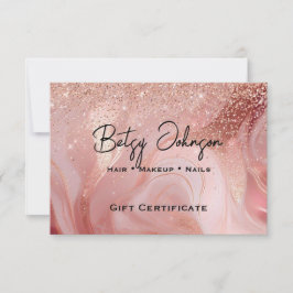 Elegant Rose Gold Glitter Gift Certificate Card Inbjudningar