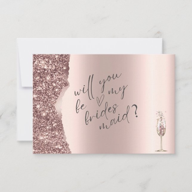 Elegant Rose Gold Glitter Script  Inbjudningar (Framsida)